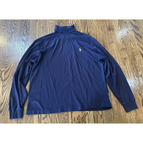 Ralph Lauren Polo Men's 100% Cotton Navy Turtleneck Polo Emblem Size Large‎ EUC - Picture 1 of 8